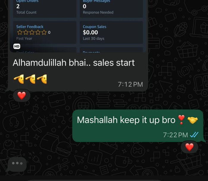 Student WhatsApp message saying sales have started, with Mahad's reply